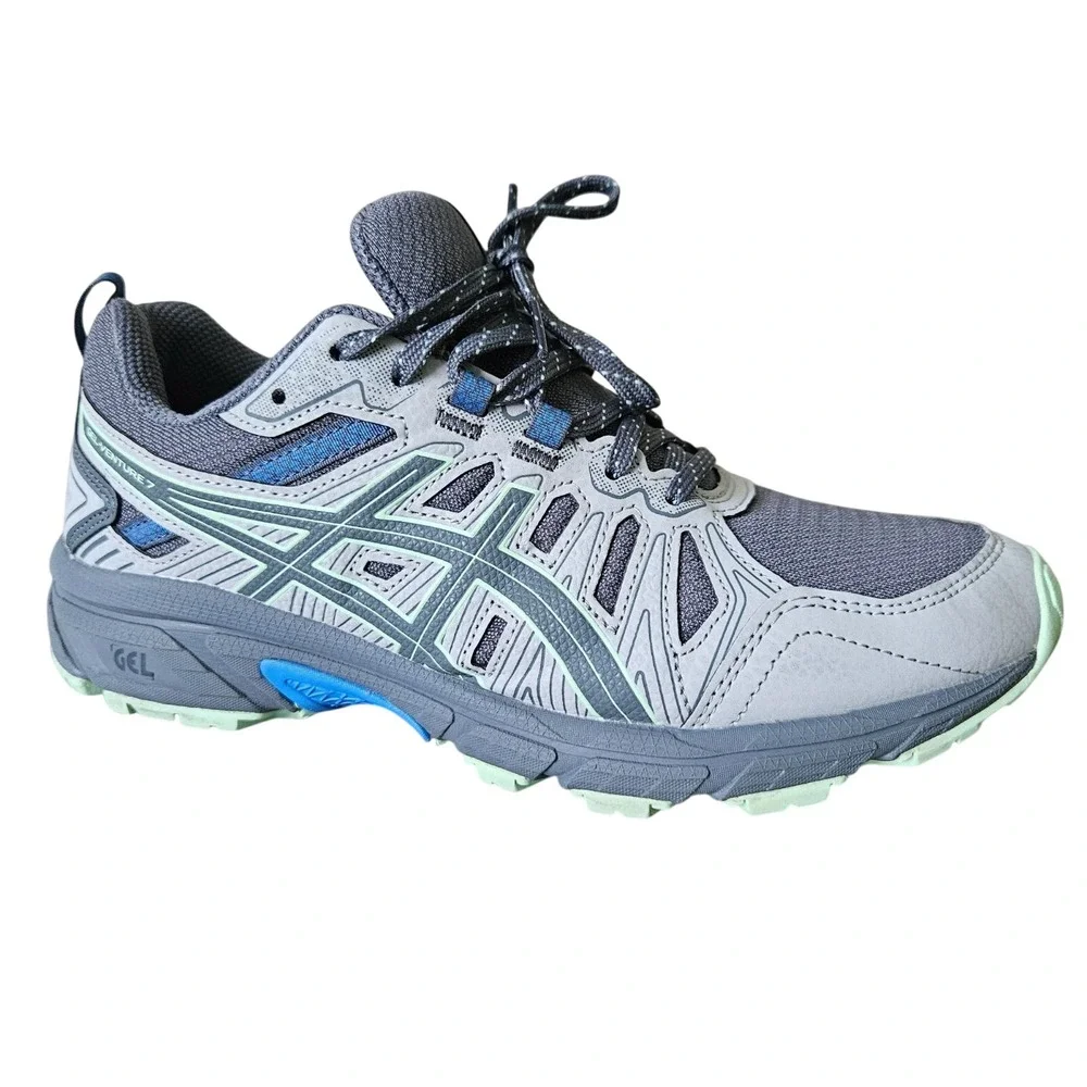 ASICS GEL-Venture 7 Trail Running Shoes Womens 7 WIDE Grey Hiking Sneaker